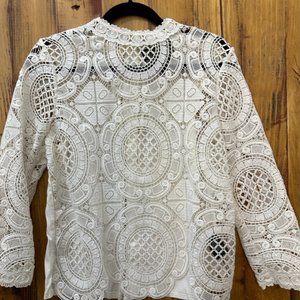Anthropologie James Coviello Ivory Lace Blouse Top